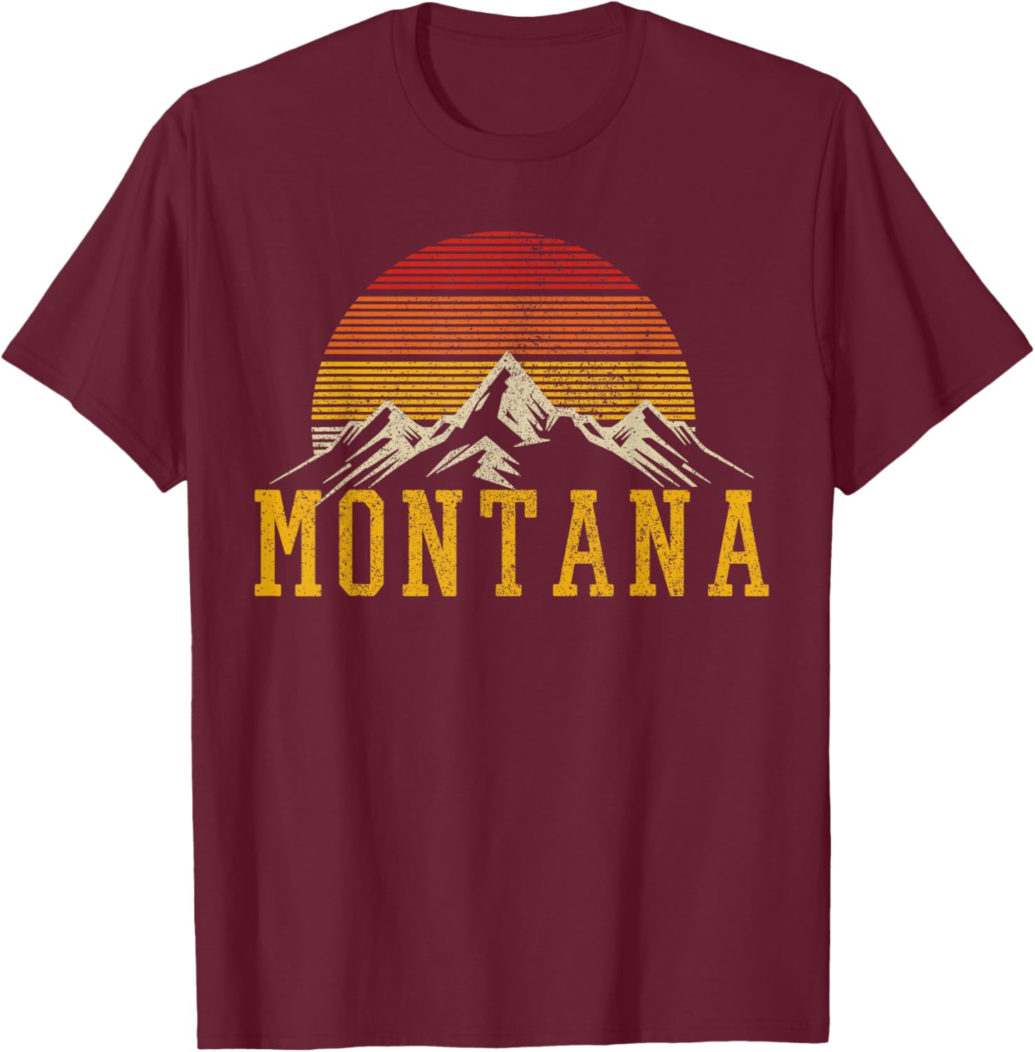 Montana Vintage Mountains Nature Cadeau de randonnée T-Shirt - T-Shirt | Maroon