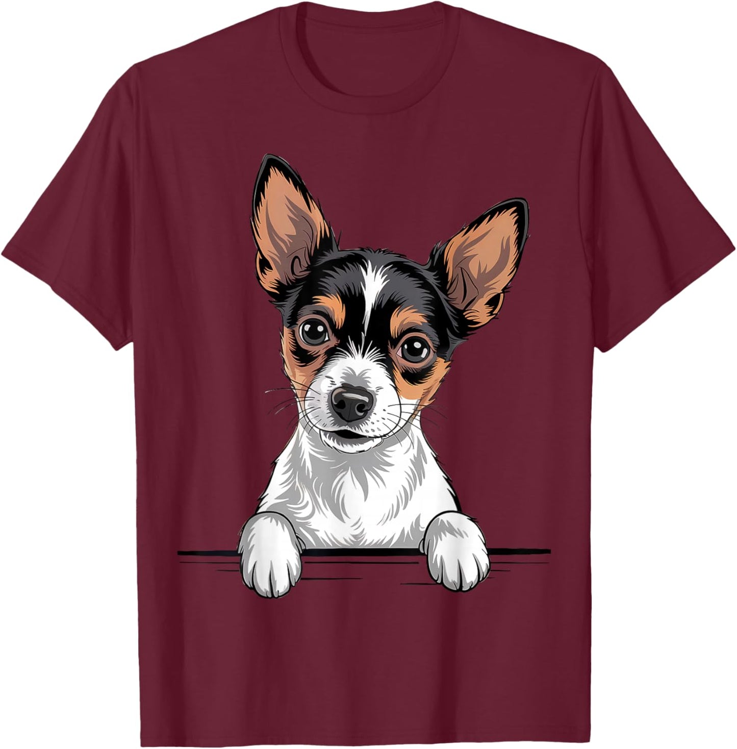 Toy Fox Terrier Funny Peeking TFT Pocket Puppy Dog Lover T-Shirt - T-Shirt | Maroon