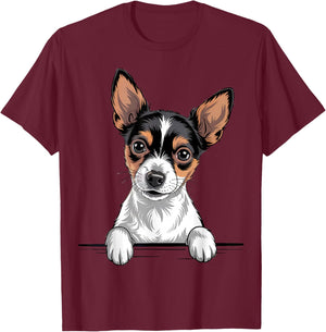 Toy Fox Terrier Funny Peeking TFT Pocket Puppy Dog Lover T-Shirt - T-Shirt | Maroon
