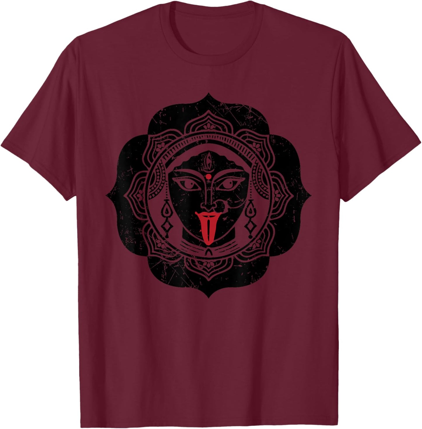 Kali Hindu Deity Goddess Indian Sacred Yoga Puja Kali T-Shirt - T-Shirt | Maroon