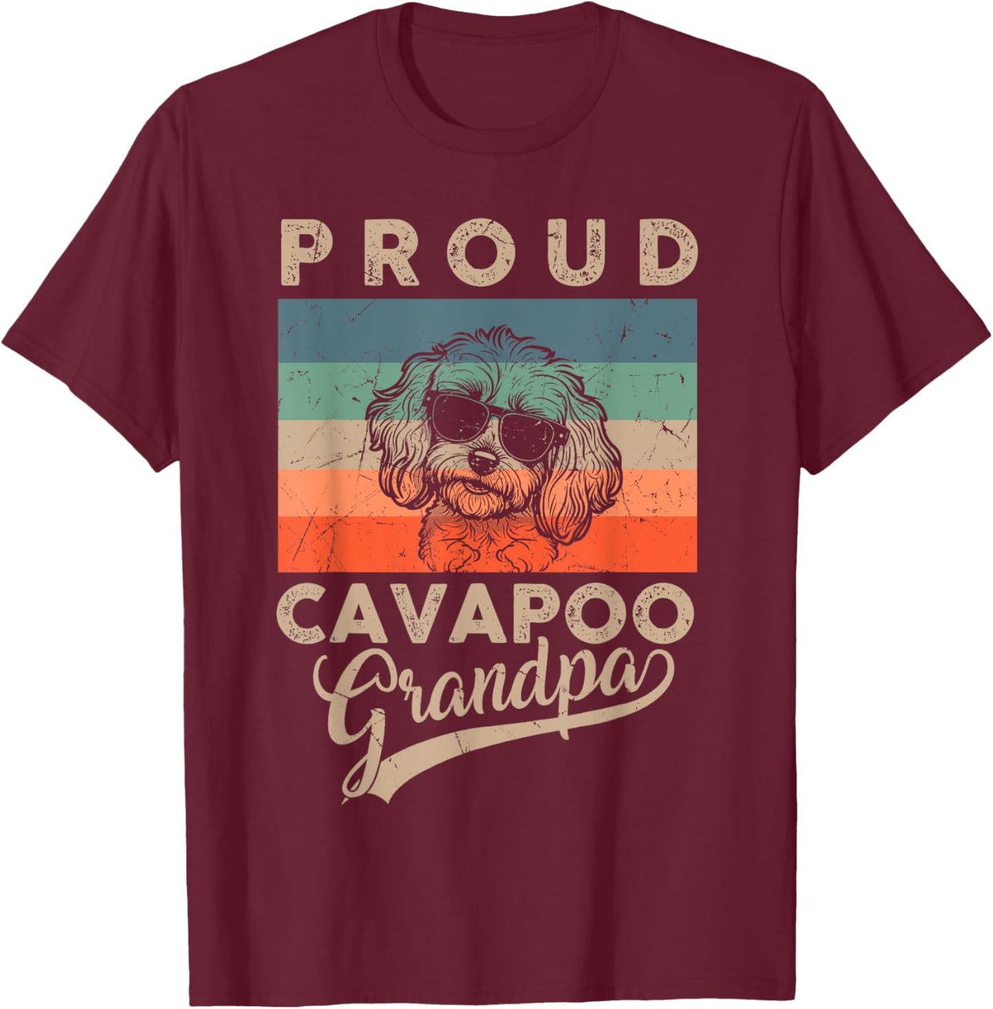 Vintage Proud Cavapoo Dog Grandpa Dog Owner Father's Day Women Kids T-Shirt - T-Shirt | Maroon