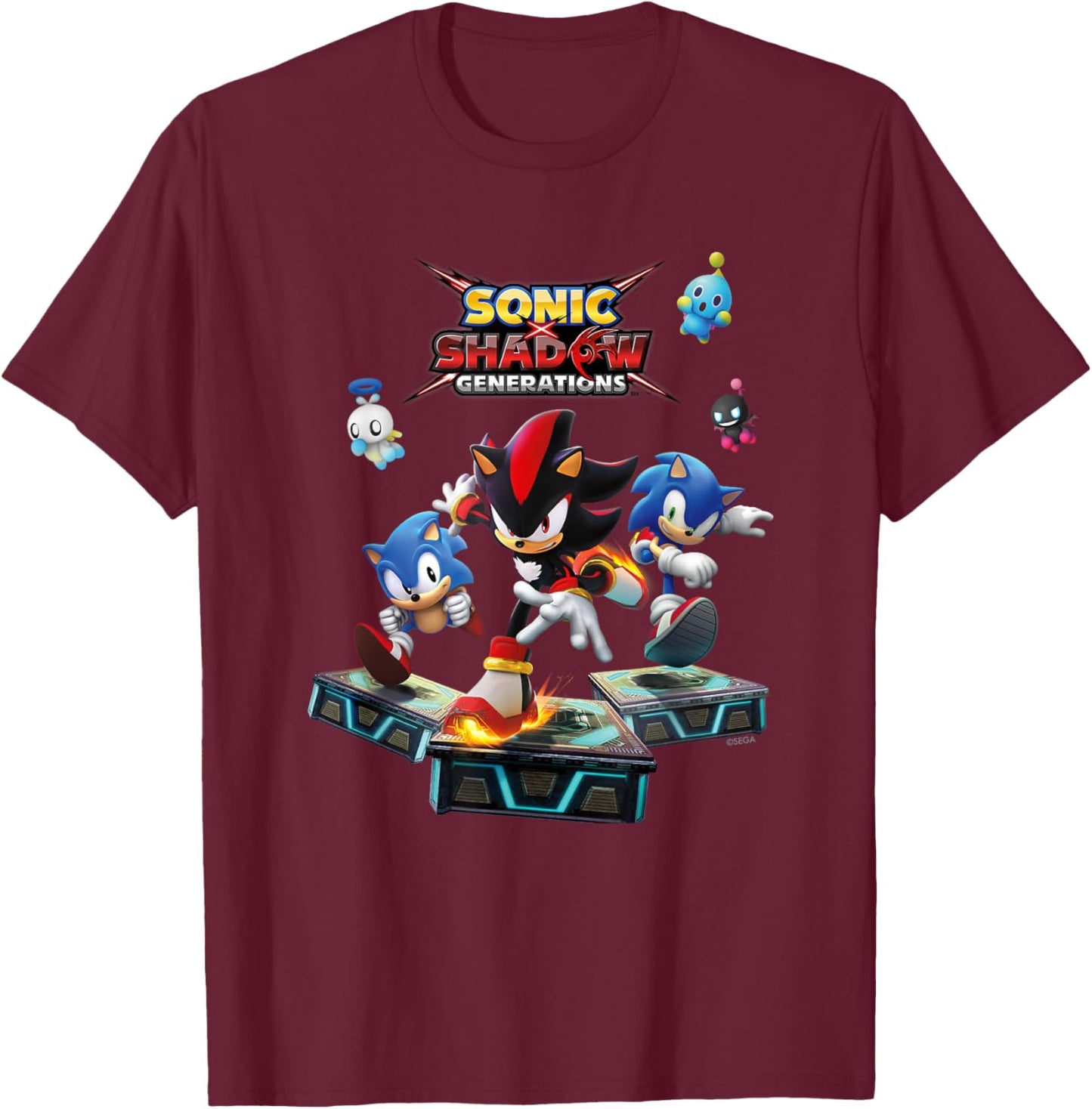 Sonic the Hedgehog, Sonic X Shadow Generations - Key Art T-Shirt - T-Shirt | Maroon