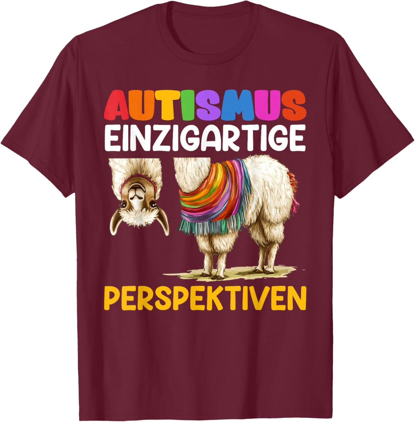 Autisten AUTISMUS EINZIGARTIGE PERSPEKTIEVEN Alpaka T-Shirt - T-Shirt | Maroon