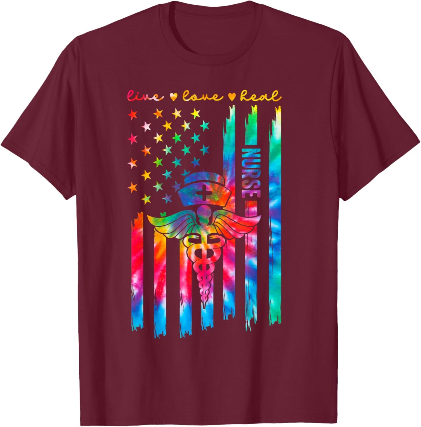 Nurse's Day Happy Nurse Week 2025 Appreciation Nurse Tie Dye T-Shirt - T-Shirt | Maroon