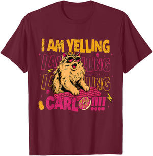 I Am Yelling Carl Screaming Cat Meme Graphic Goddammit Donut T-Shirt - T-Shirt | Maroon