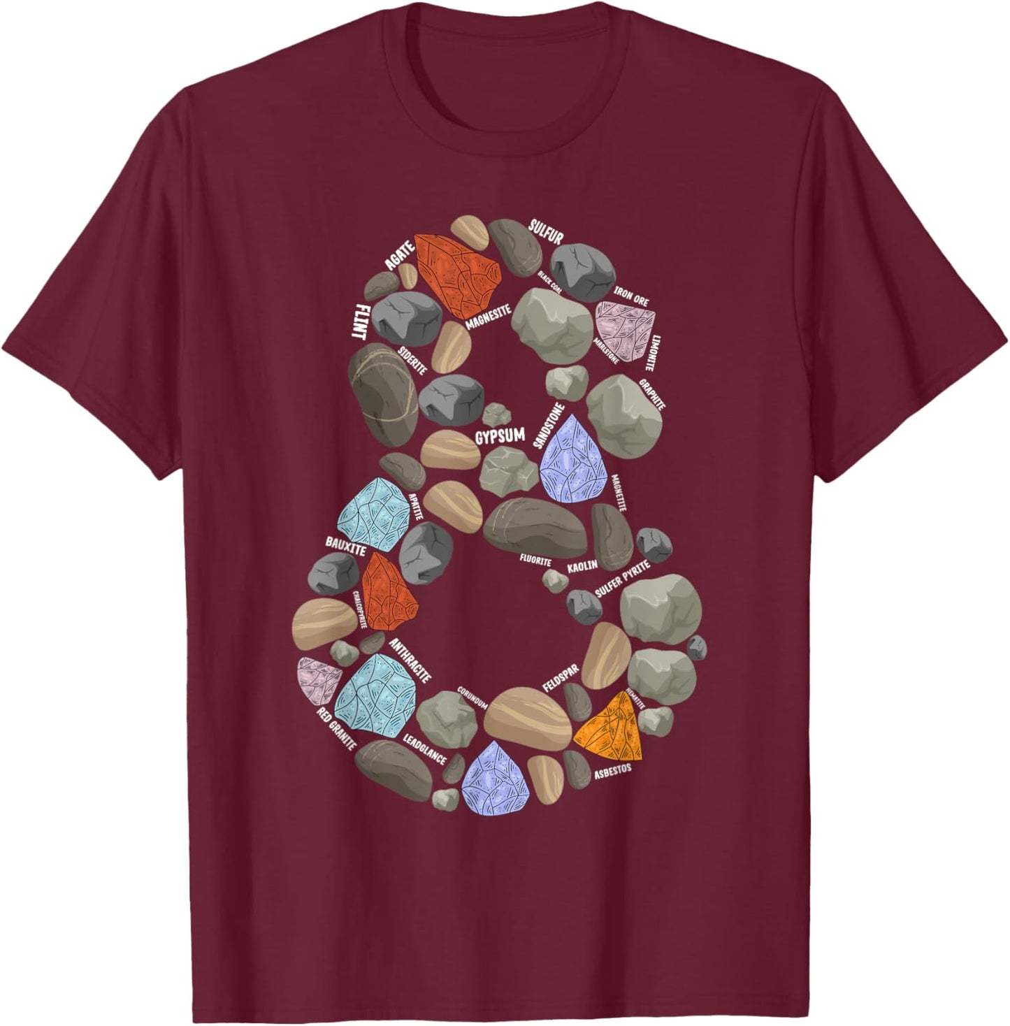 Geology Rocks 8 Years Old 8th Birthday Rock Collecting T-Shirt - T-Shirt | Maroon