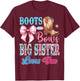 Boots or Bows Big Sister Loves You Gender Reveal Party T-Shirt - T-Shirt | Maroon