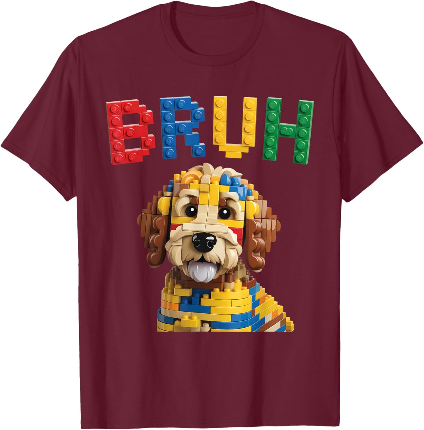 Building Blocks Brick Builder Goldendoodle Dog Goldendoodle T-Shirt - T-Shirt | Maroon