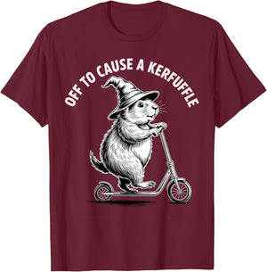Off to Cause A Kerfuffle Meme Capybara T-Shirt - T-Shirt | Maroon