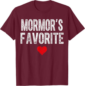 MORMOR’S Favorite Heart Graphic for Mothers Day Grandchild T-Shirt - T-Shirt | Maroon