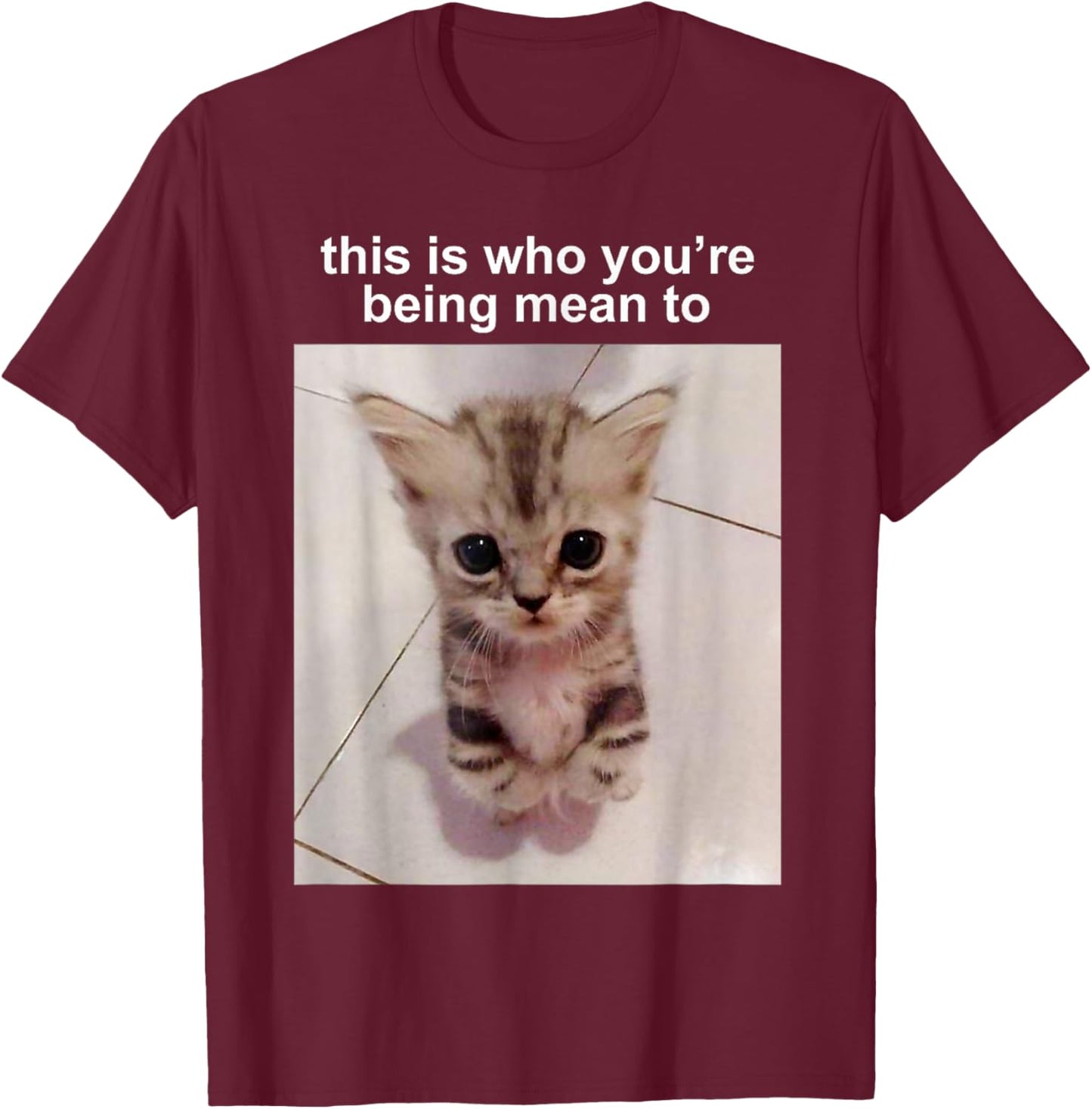 This Is Who You're Being Mean To Silly Cat FUNNY CUTE Cat T-Shirt - T-Shirt | Maroon