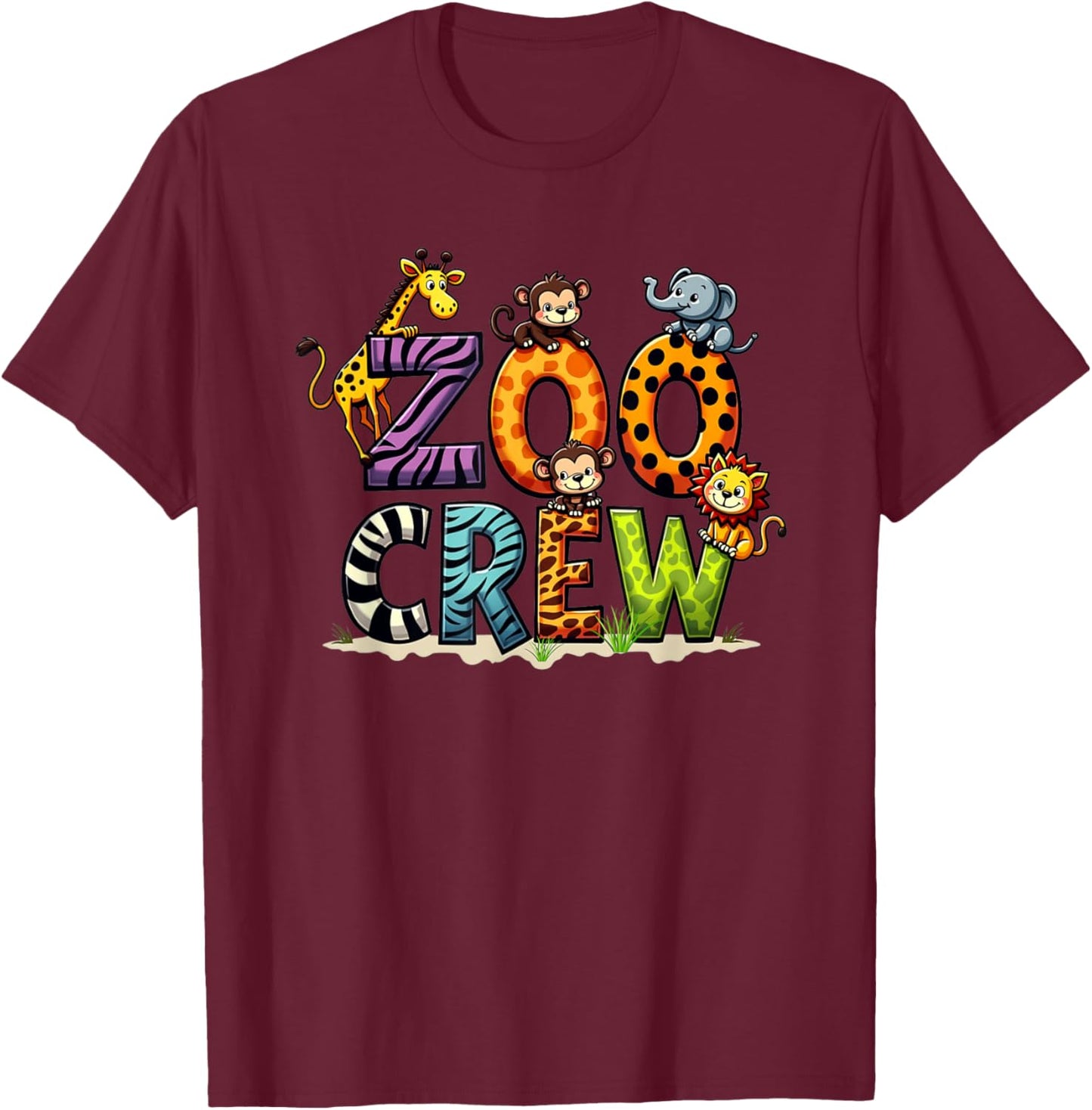 Zoo Crew Animals Kids Birthday Jungle Safari Party T-Shirt - T-Shirt | Maroon