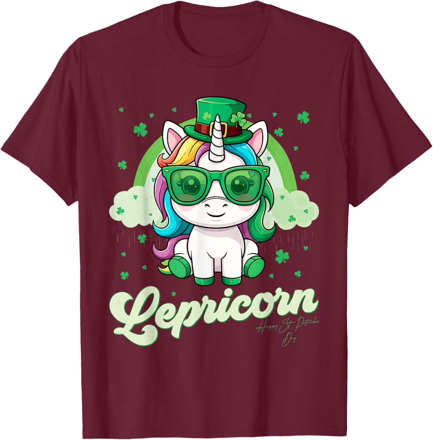Funny Lepricorn Unicorn Happy St Patricks Day Women Girls T-Shirt - T-Shirt | Maroon