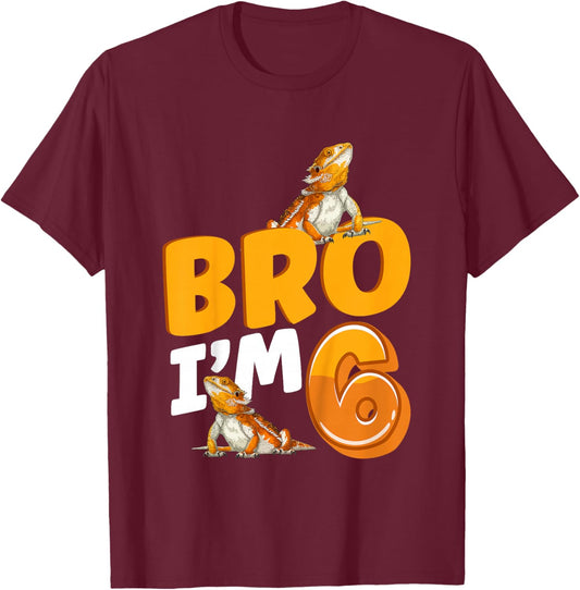 6th Reptile Birthday Six Year Old Bearded Dragon Birthday T-Shirt - T-Shirt | Maroon
