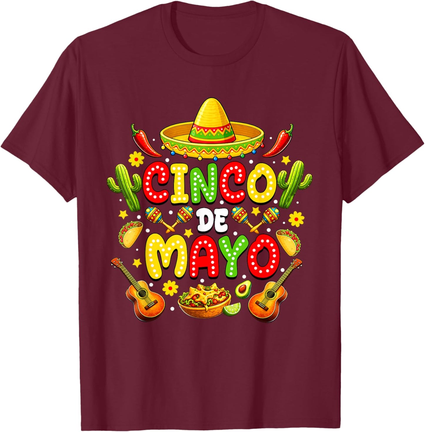 Mexican Fiesta 5 De Mayo T-Shirt - T-Shirt | Maroon