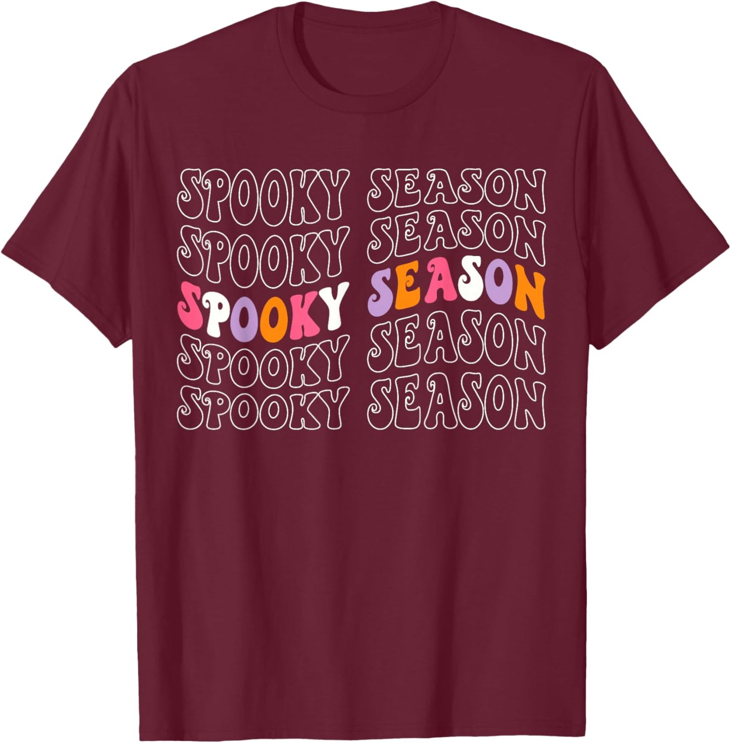 Spooky Season Groovy Halloween Costume Retro Wave Halloween T-Shirt - T-Shirt | Maroon