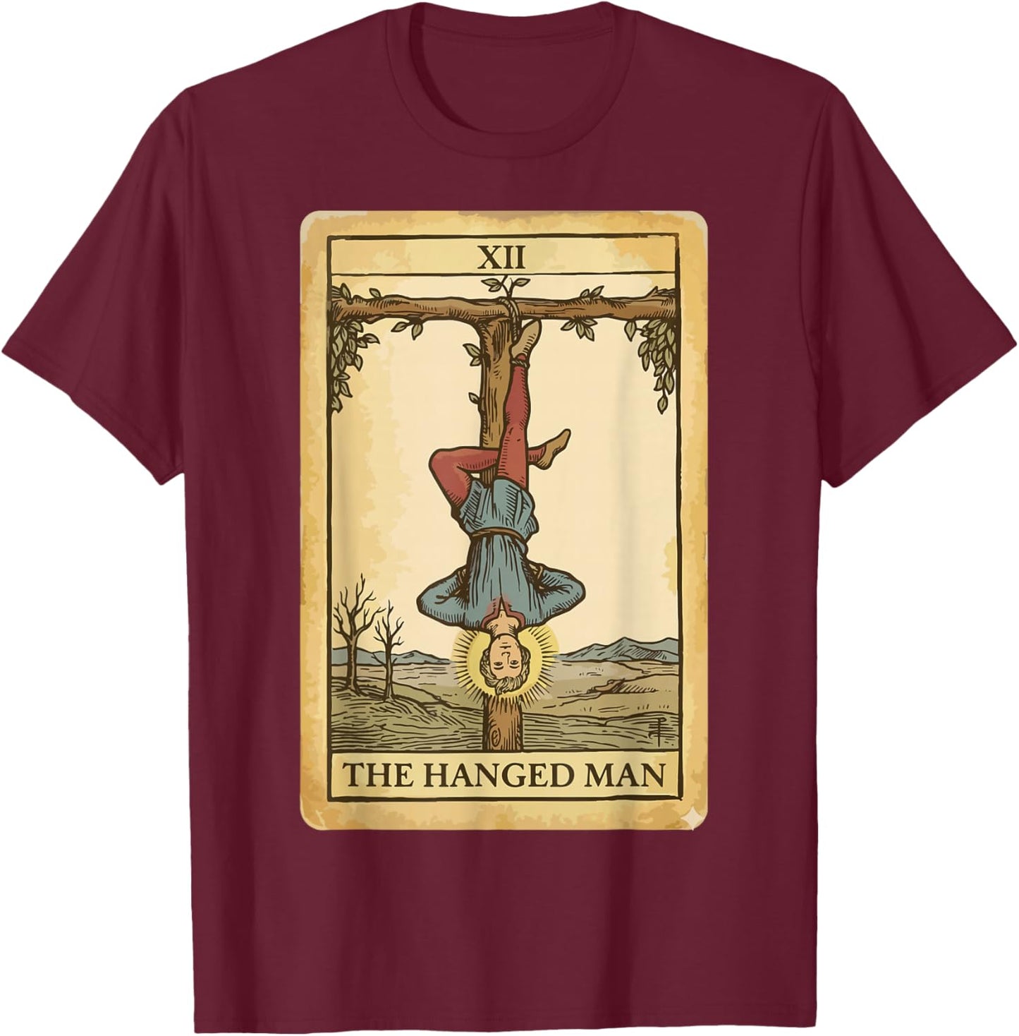 The 12 Tarot Cards Tied Up Man XII Design Occult T-Shirt - T-Shirt | Maroon