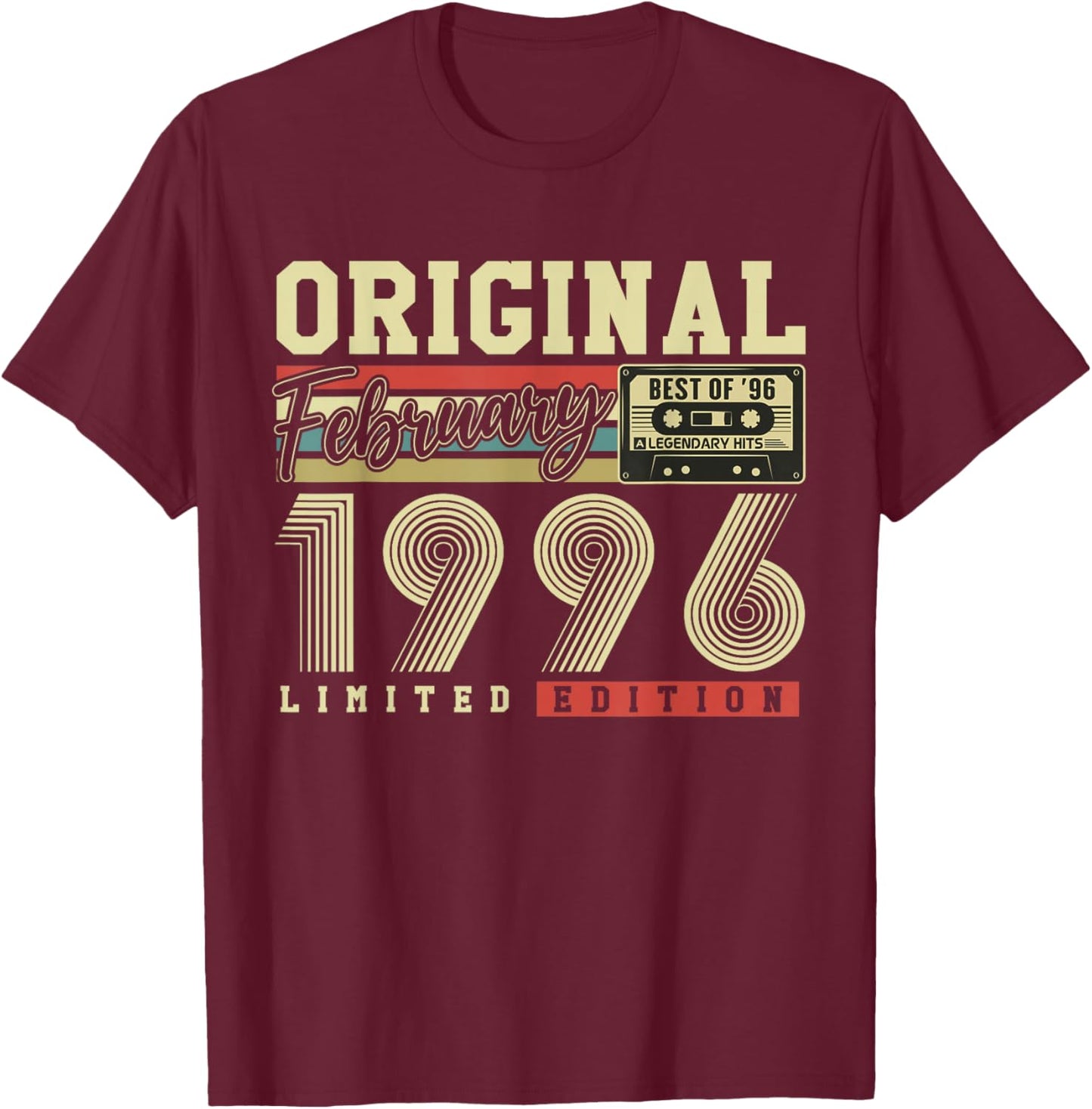 Original Février 1996 Cadeau Vintage Anniversaire 30 Ans T-Shirt - T-Shirt | Maroon