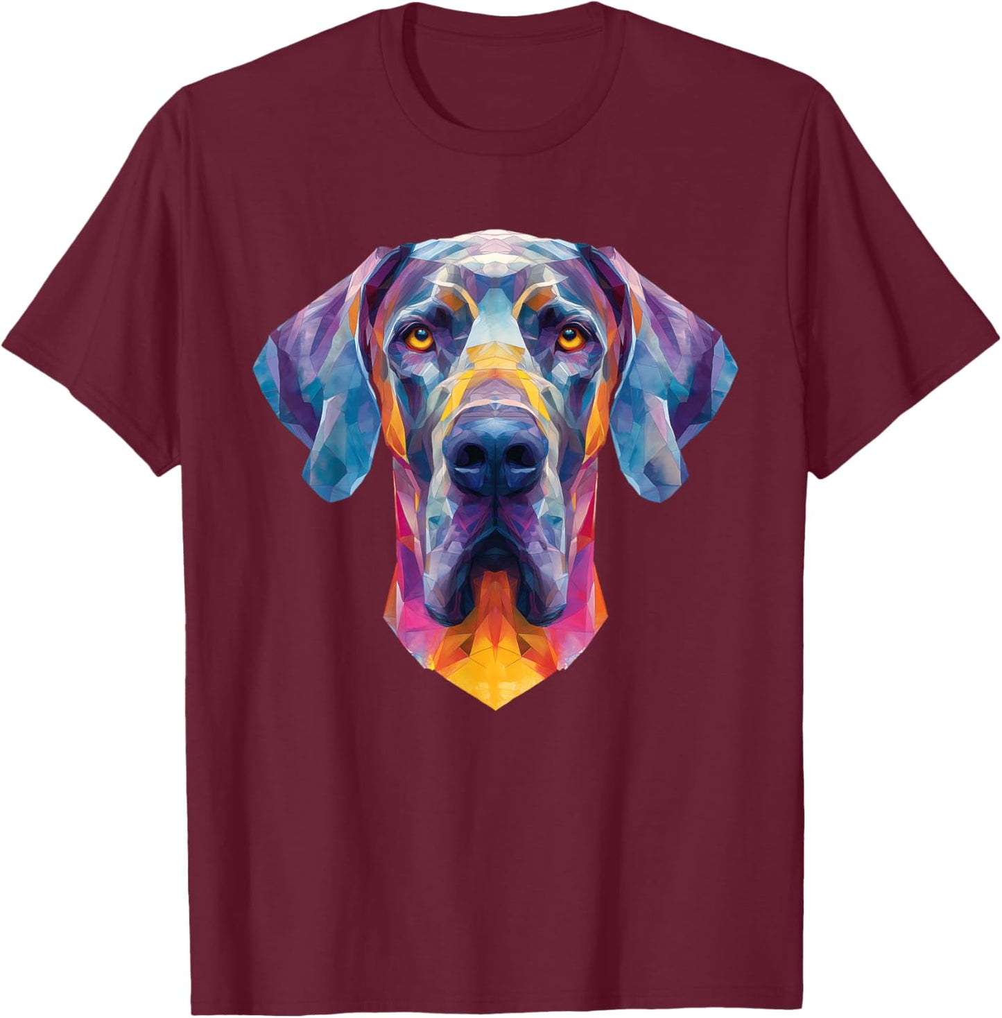 Great Dane Dog Art Graphic T-Shirt - T-Shirt | Maroon