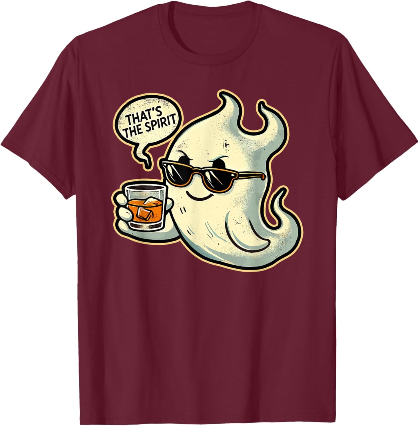 Cool Ghost Whiskey Pun Men Women Funny Halloween T-Shirt - T-Shirt | Maroon