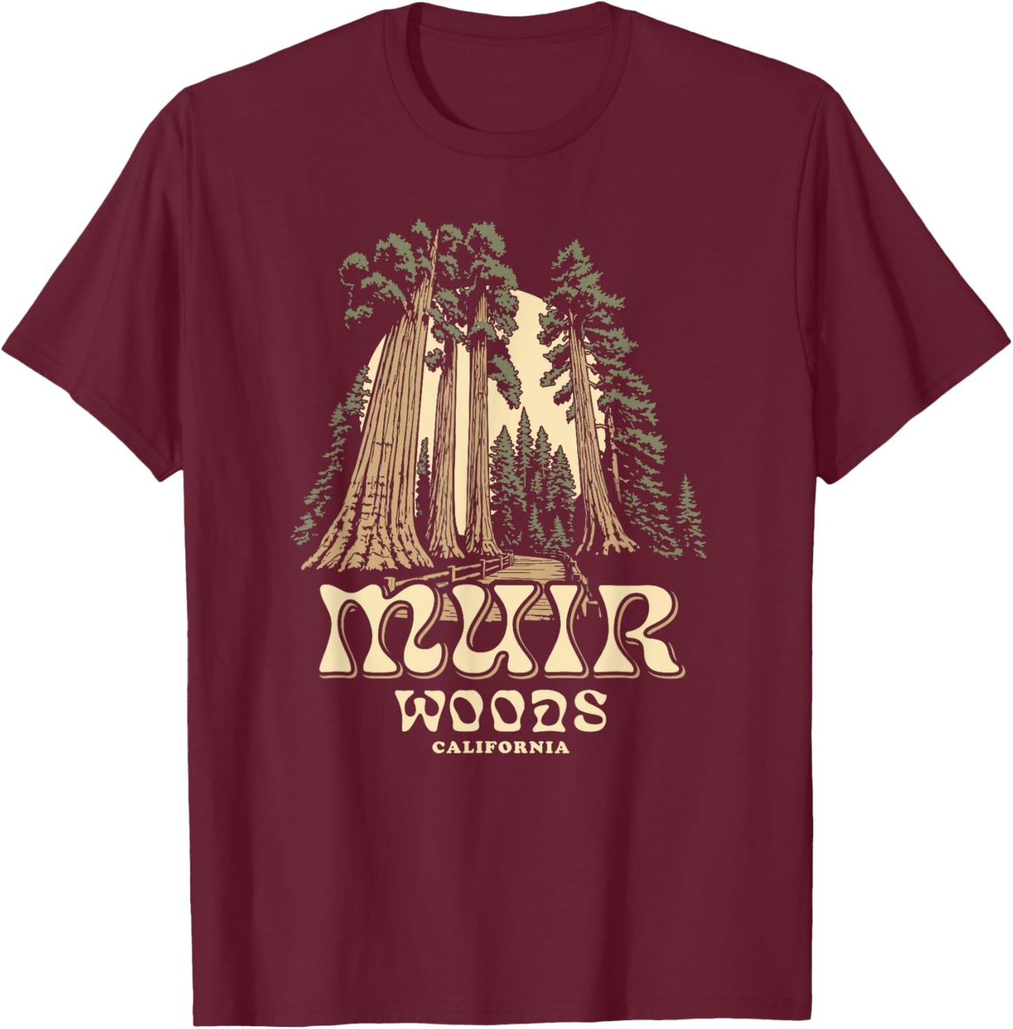 Muir Woods California T-Shirt - T-Shirt | Maroon