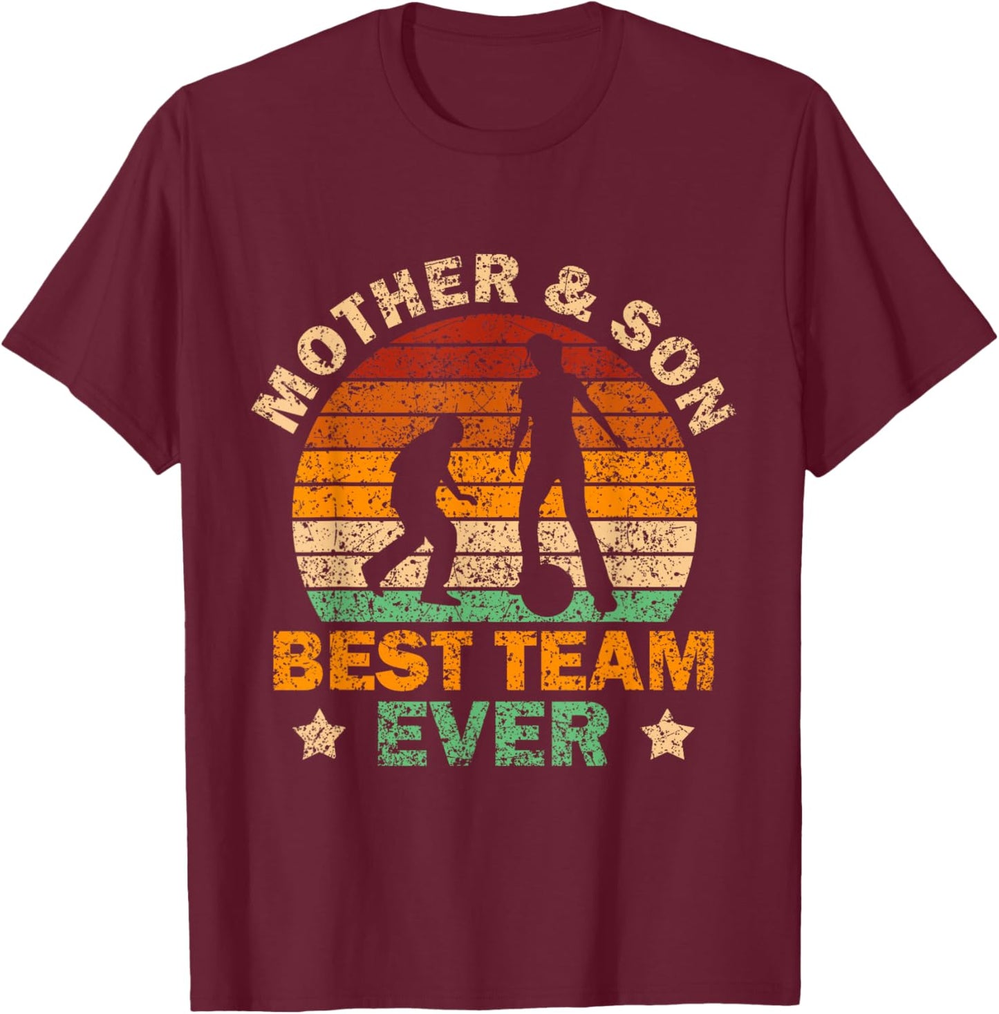 Mother & Son Best Team Ever Sons Matching Mom Mother Son T-Shirt - T-Shirt | Maroon