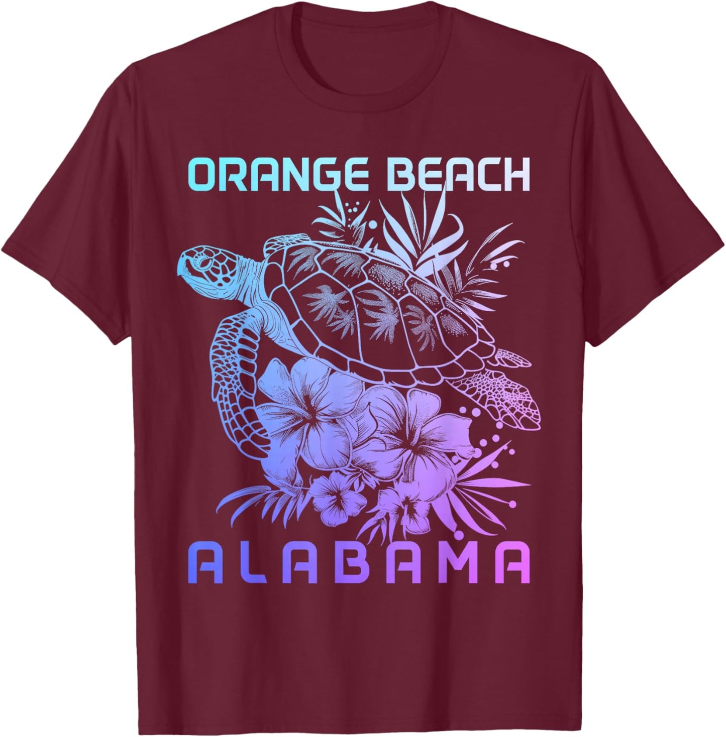 Orange Beach Alabama Sea Turtle Surfer T-Shirt - T-Shirt | Maroon