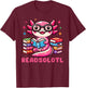 Kawaii Axolotl Readsolotl Book Lover Reading Bookworm Girls T-Shirt - T-Shirt | Maroon