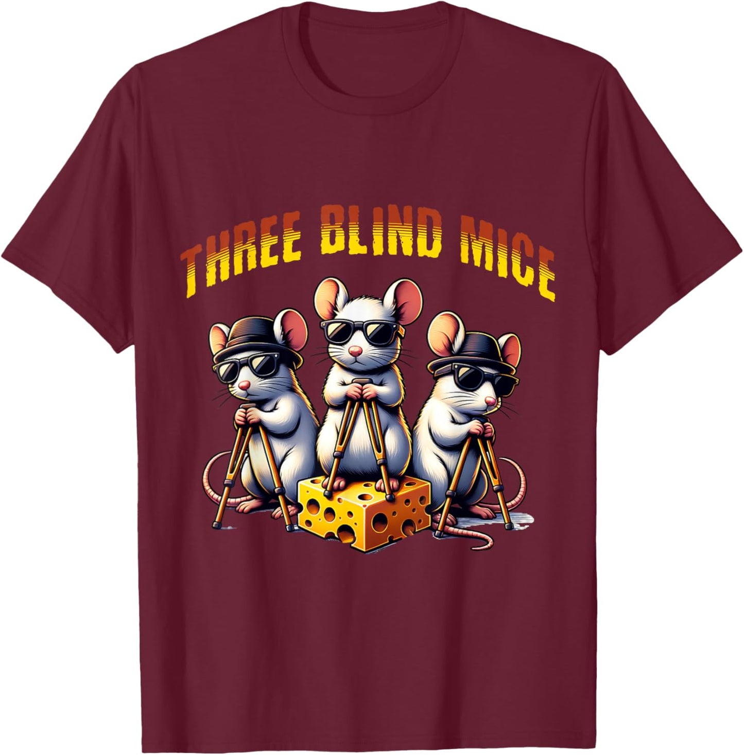 Three Blind Mice T-Shirt - T-Shirt | Maroon