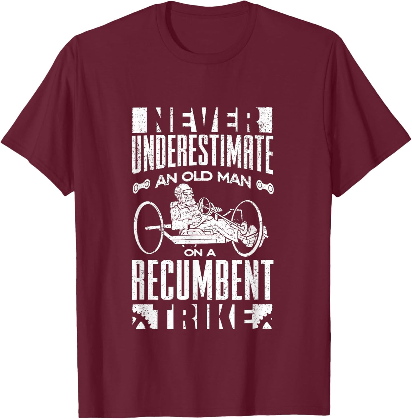 Triker Cyclist - Recumbent Trike Bike Designs -Adults Cycling Black Small Short Sleeve Modern Recumbent Trike Design T-Shirt - T-Shirt | Maroon
