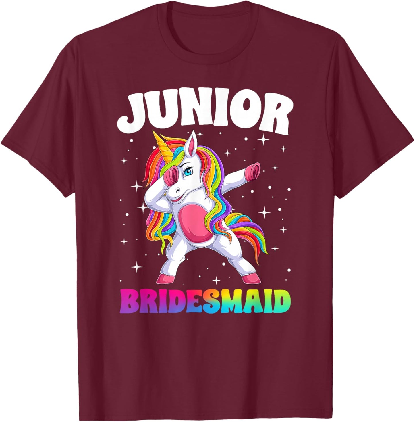 Junior Bridesmaid Unicorn Wedding Junior Bridesmaid Party T-Shirt - T-Shirt | Maroon
