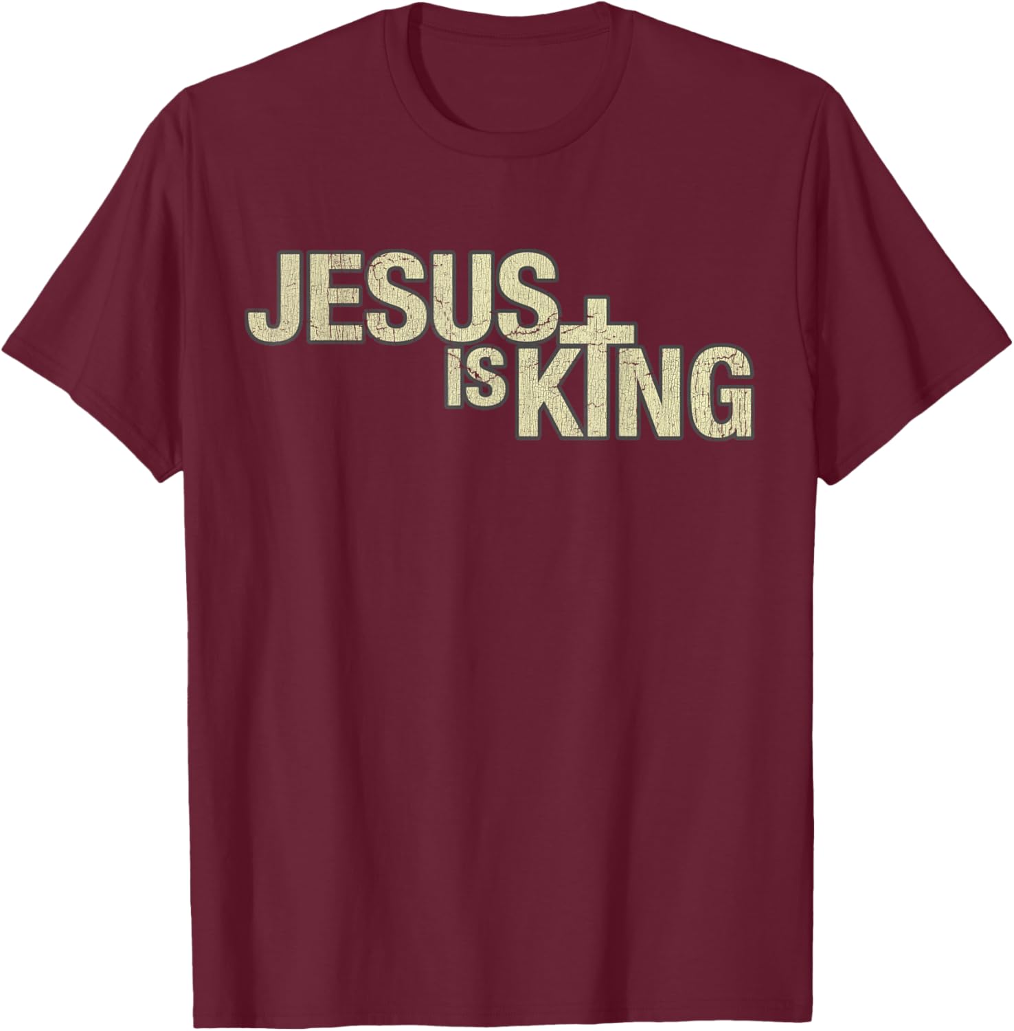 Vintage Jesus Is King T-Shirt - T-Shirt | Maroon