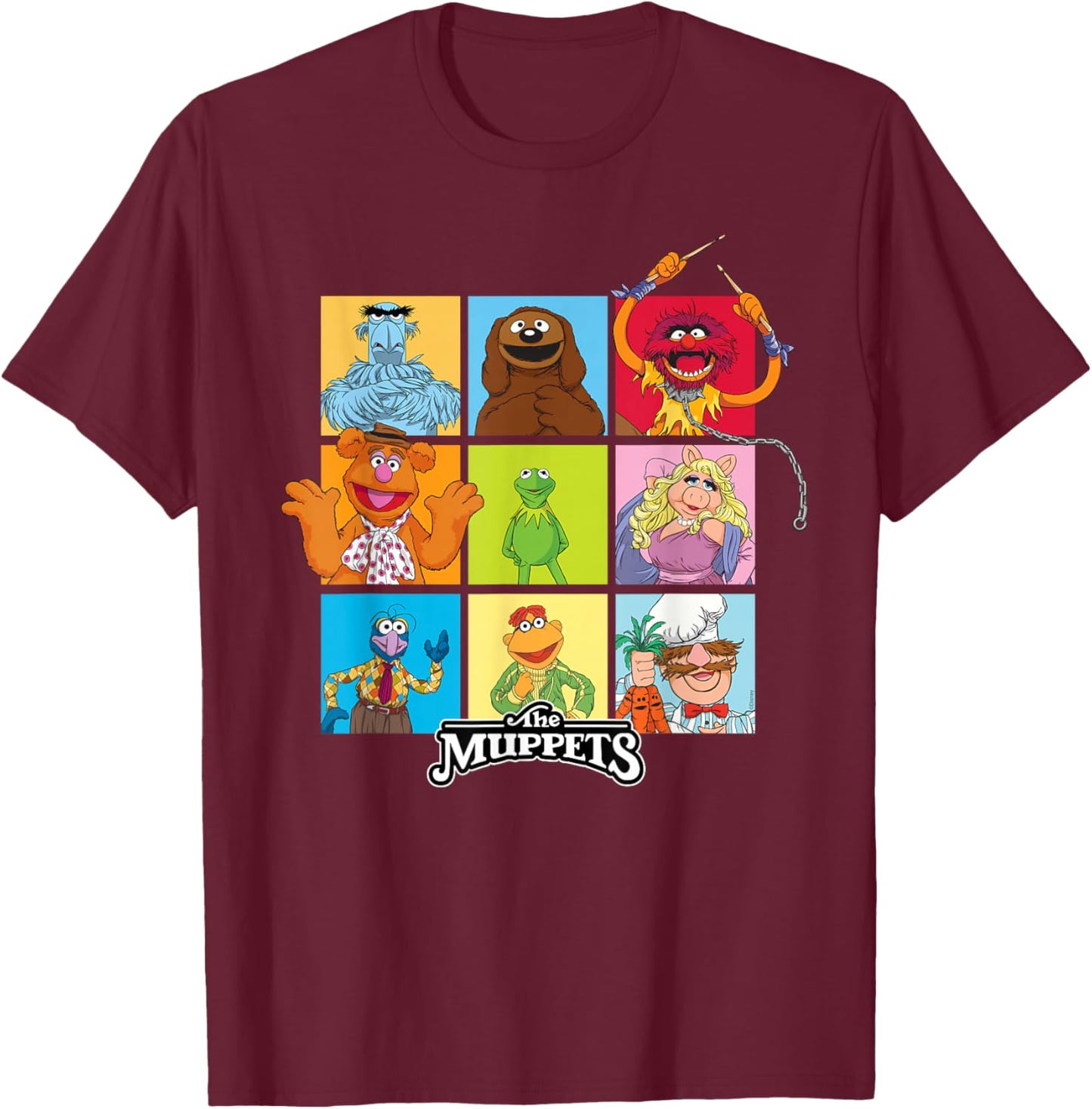 Disney The Muppets Stars of the Muppet Show Character Grid T-Shirt - T-Shirt | Maroon