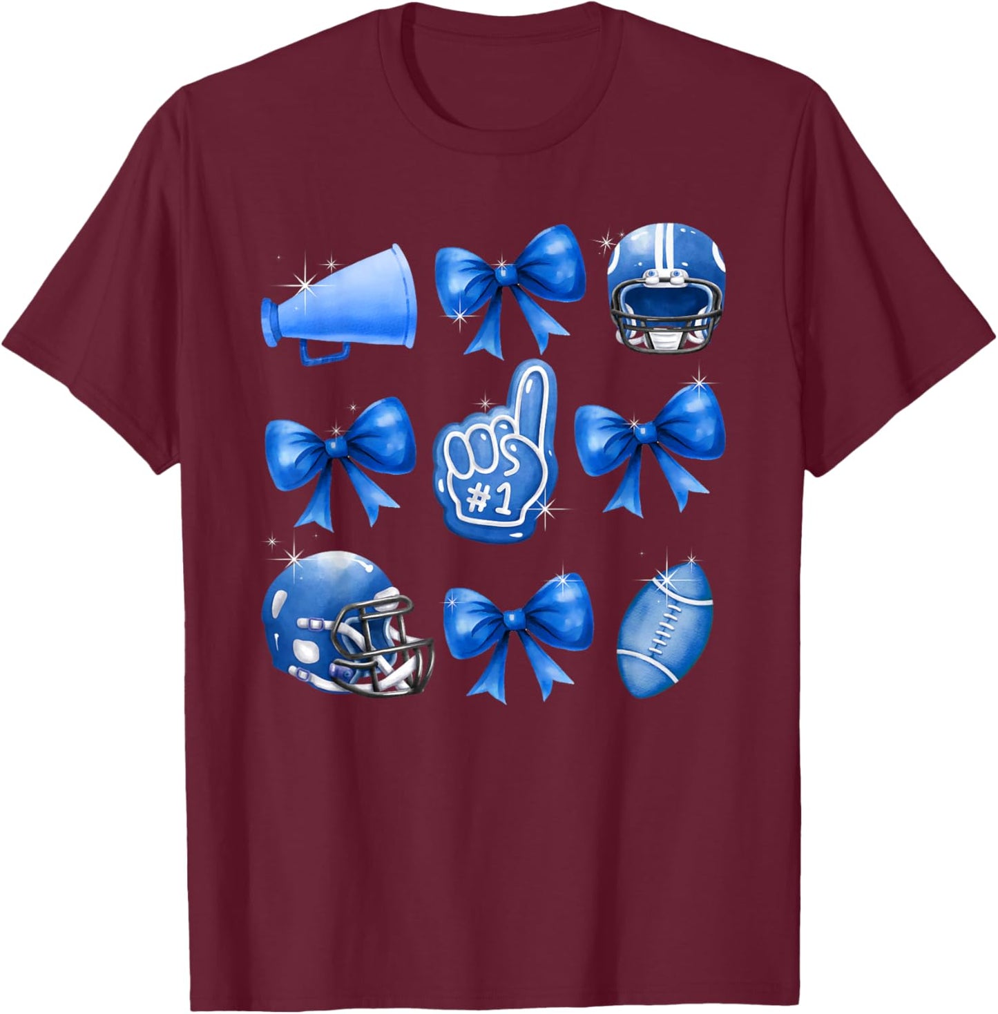 Football Coquette Bow Football Mom Game Day Women Girls Kids T-Shirt - T-Shirt | Maroon