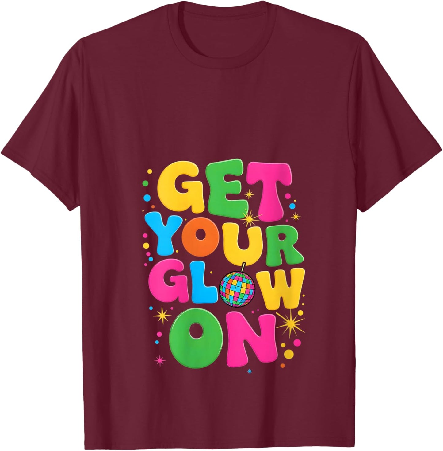 Women's Groovy Get Your Glowing-On V-Neck T-Shirt - T-Shirt | Maroon