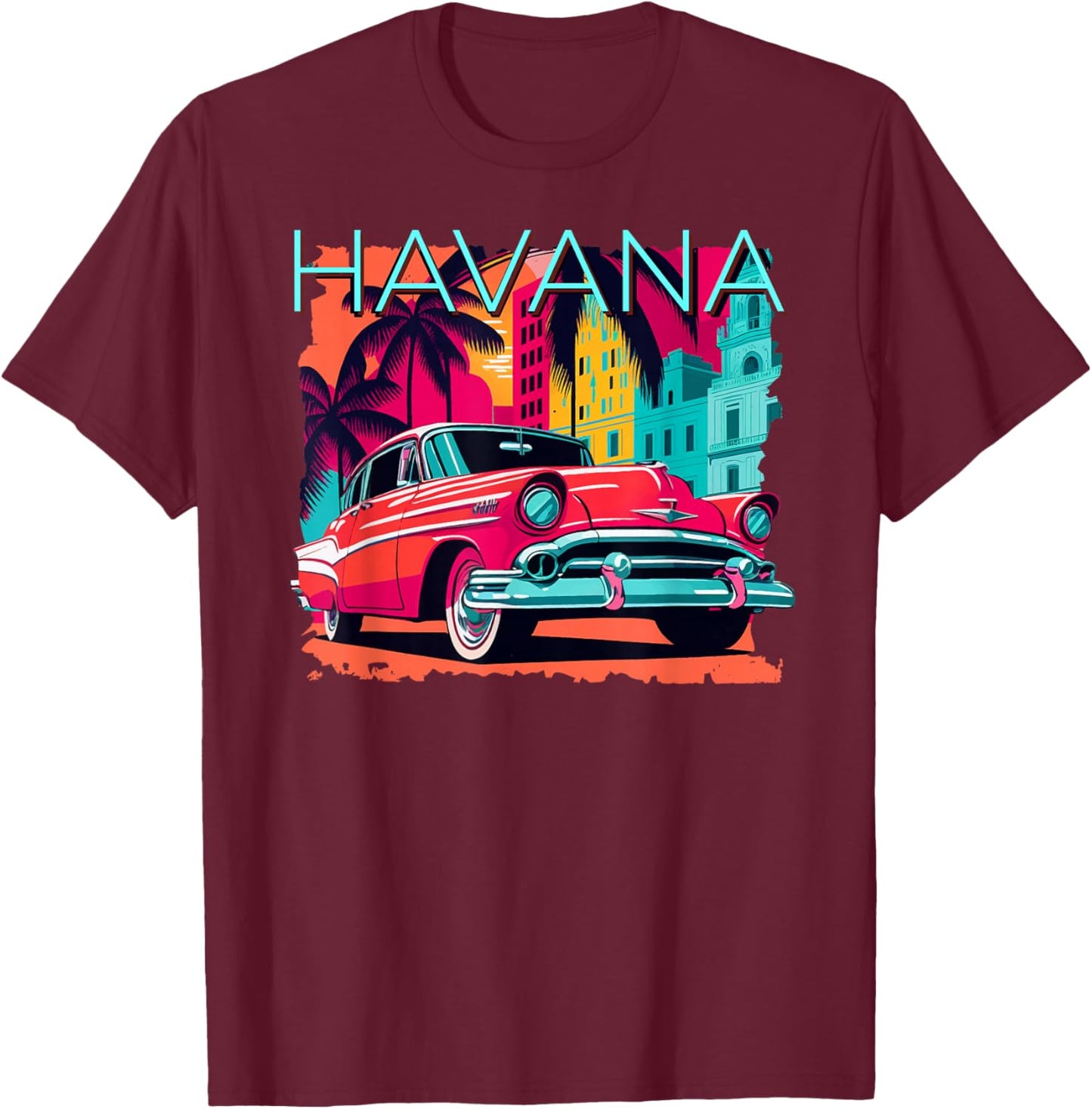 Havana Miami Spanish Cuban Flag Habana Vieja Retro Cuba T-Shirt - T-Shirt | Maroon