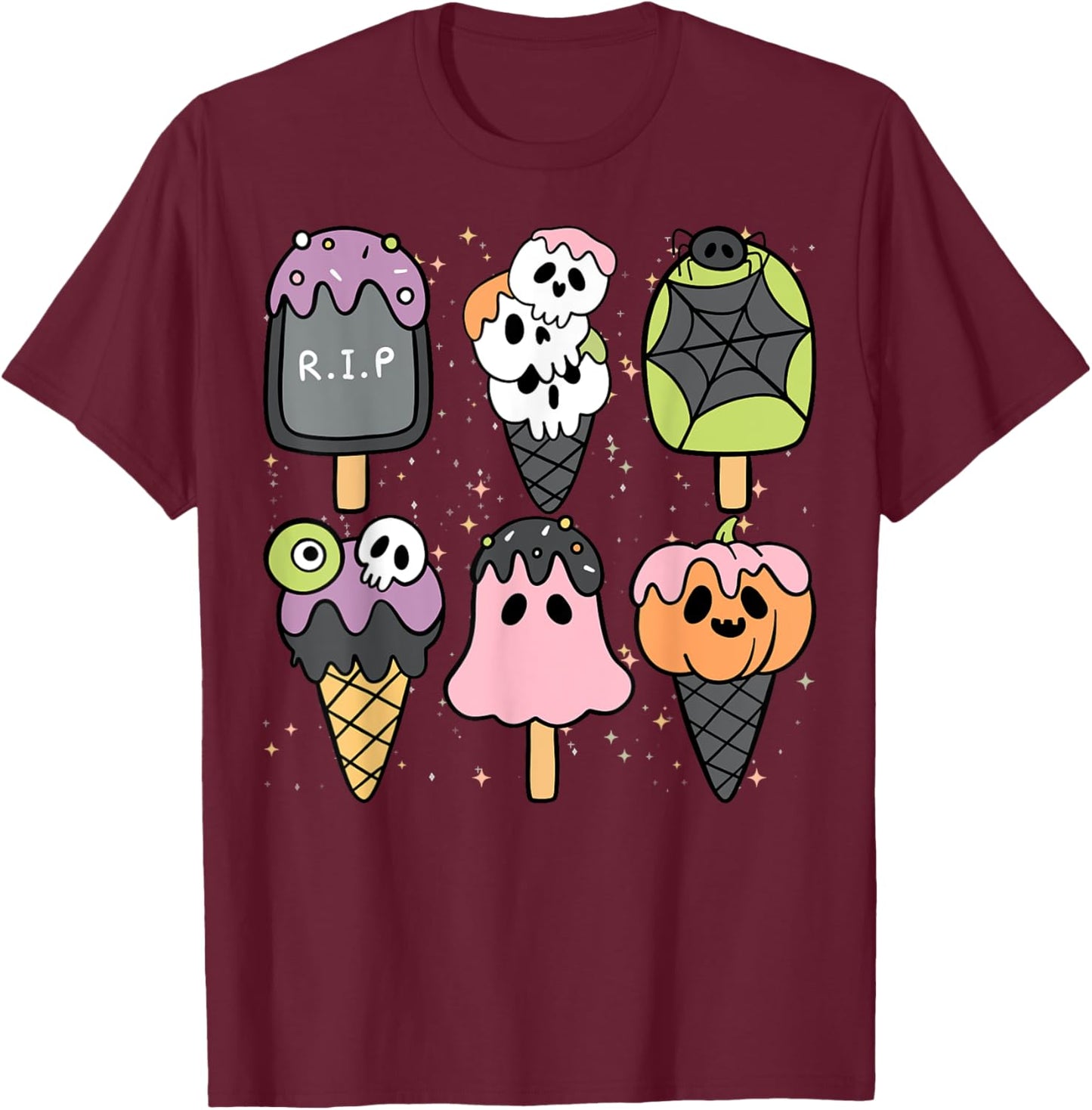 Horror Movie Summer Popsicle Halloween Ice Cream Summer-ween Women Kids T-Shirt - T-Shirt | Maroon