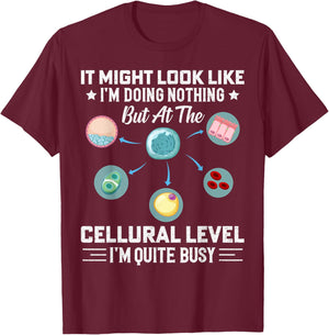 Funny Cells Biology Teacher Student Biologist T-Shirt - T-Shirt | Maroon
