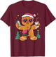 Gingerbread Man Cookie Santa Claus Hat Christmas Boys Girls T-Shirt - T-Shirt | Maroon