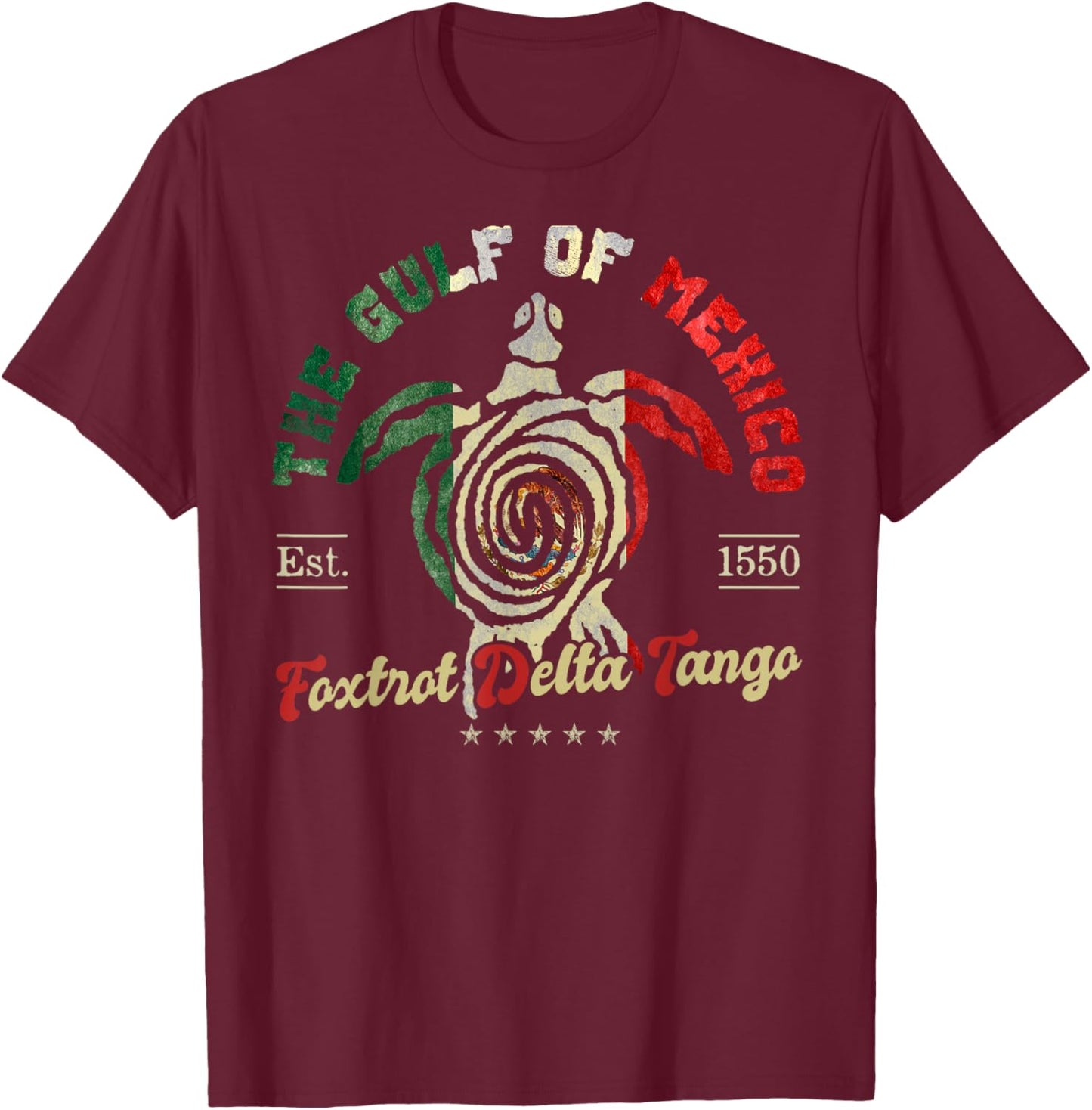 Gulf Mexico Turtle | 1550 Funny T-Shirt - T-Shirt | Maroon