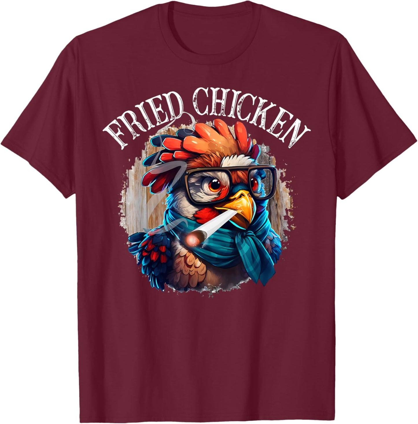 Fried Chicken Funny 420 Marijuana Weed Cannabis Graphic T-Shirt - T-Shirt | Maroon