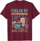 Funny Biology Teacher Science Fueled By Mitochondria Coffee T-Shirt - T-Shirt | Maroon