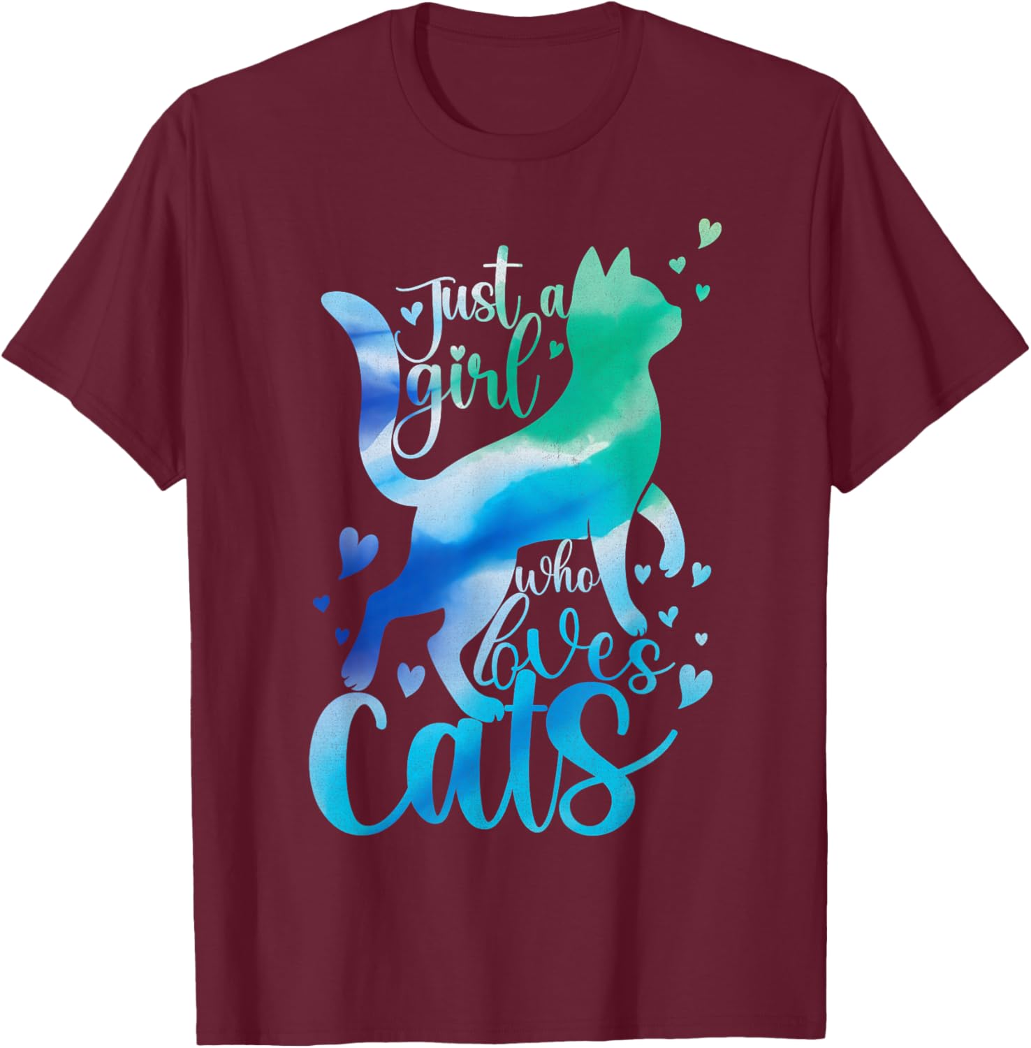 Cute Kitty Cat Shirt Cat Lover Just A Girl Who Loves Cats T-Shirt - T-Shirt | Maroon