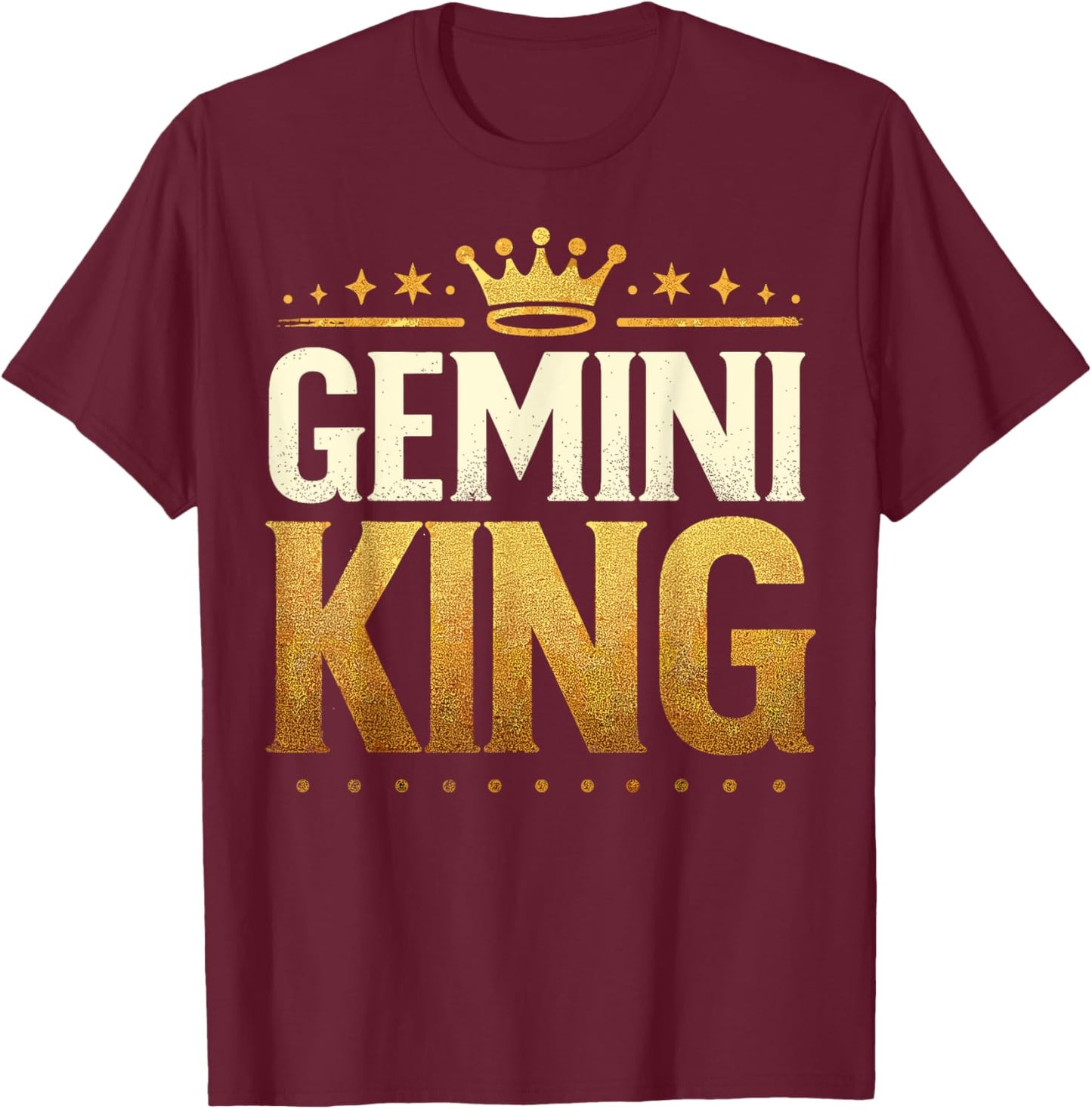 Gemini Birthday King Graphic Novelty May, June Born Men's T-Shirt - T-Shirt | Maroon
