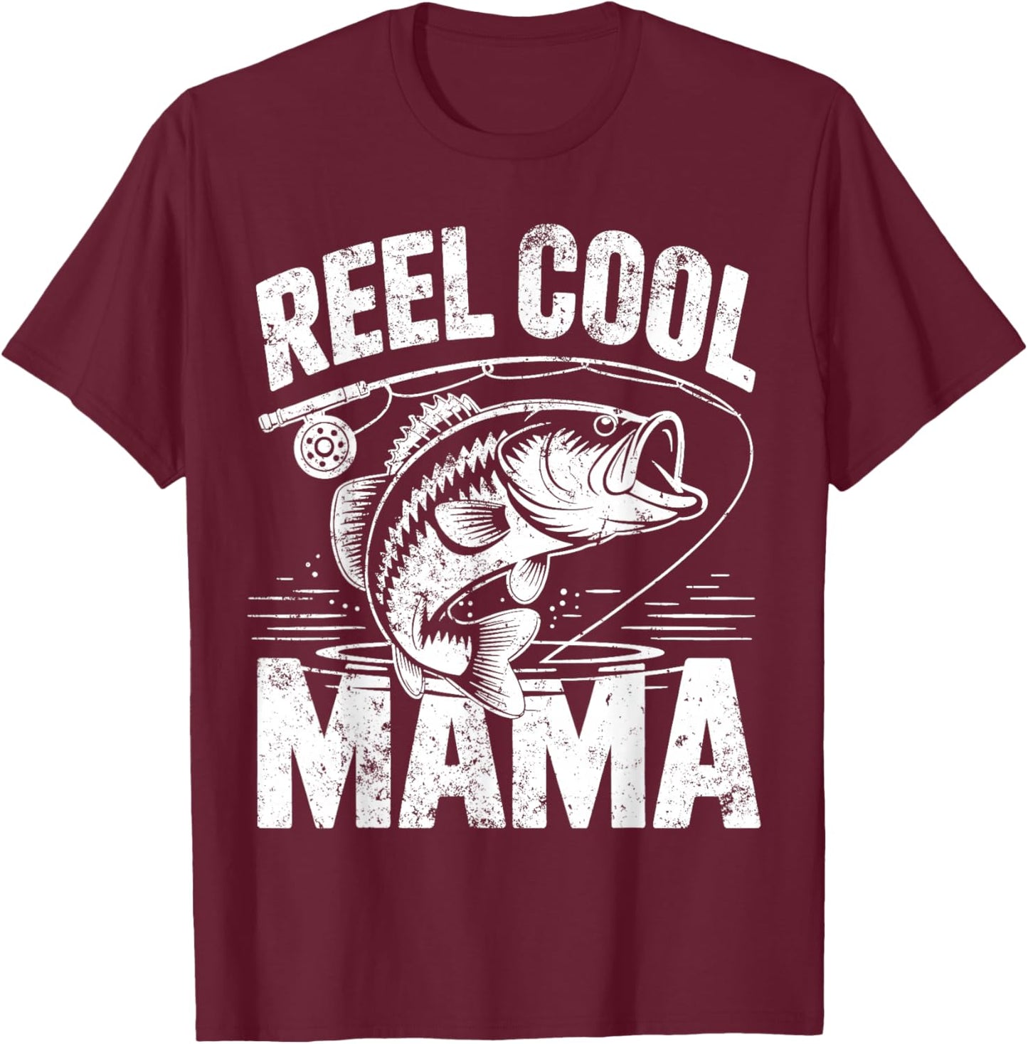 Reel Cool Mama Fishing Mom Gifts Mother's Day Fisherman Fish T-Shirt - T-Shirt | Maroon