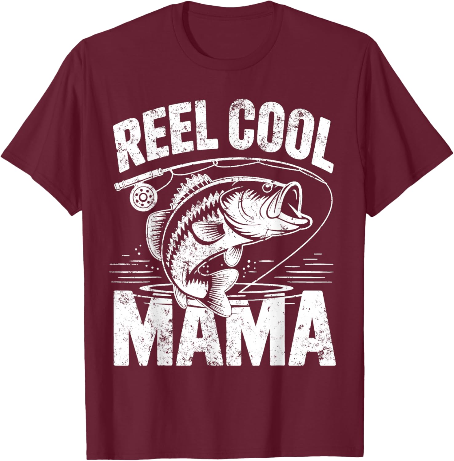 Reel Cool Mama Fishing Mom Gifts Mother's Day Fisherman Fish T-Shirt - T-Shirt | Maroon