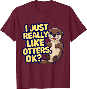 Kids Otter Lover Cute Otter Kids T-Shirt - T-Shirt | Maroon