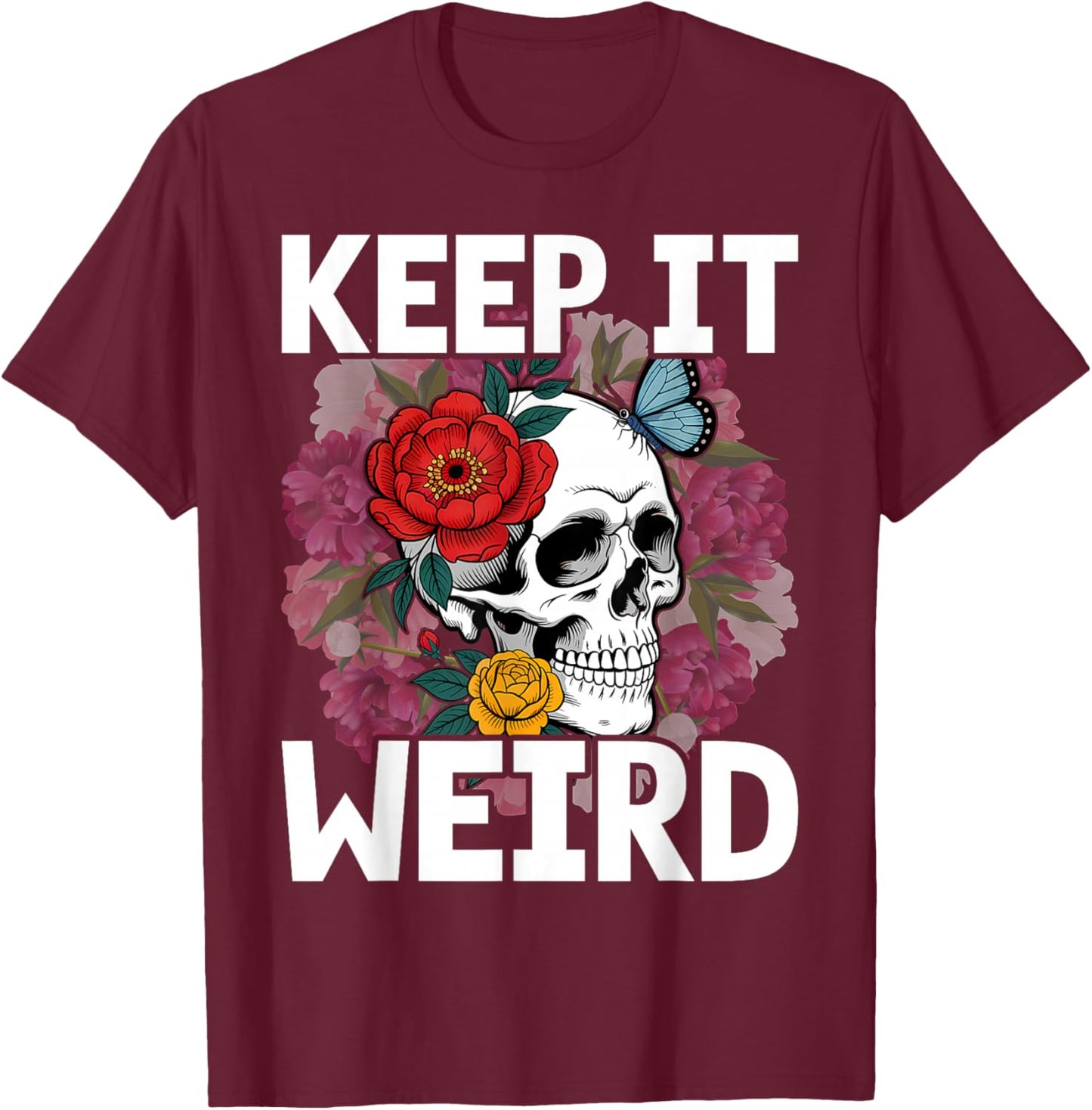 Keep it Weird Morbid Cool Halloween T-Shirt - T-Shirt | Maroon