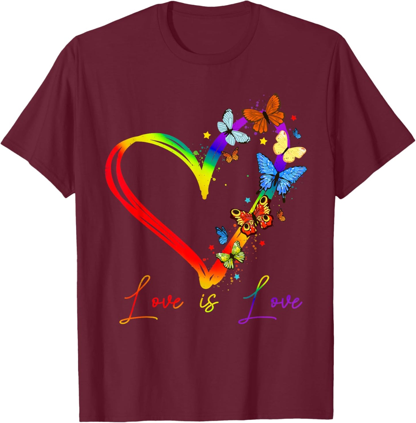 Love LGBTQ Lesbian Gay Pride Ally Rainbow Men Women Kids T-Shirt - T-Shirt | Maroon