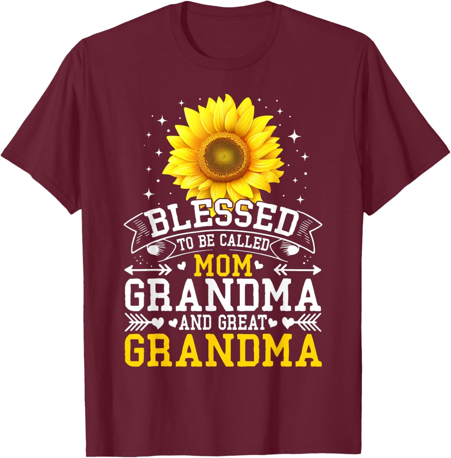 Blessed To Be Called Mom And Great Grandma Mother's Day T-Shirt - T-Shirt | Maroon